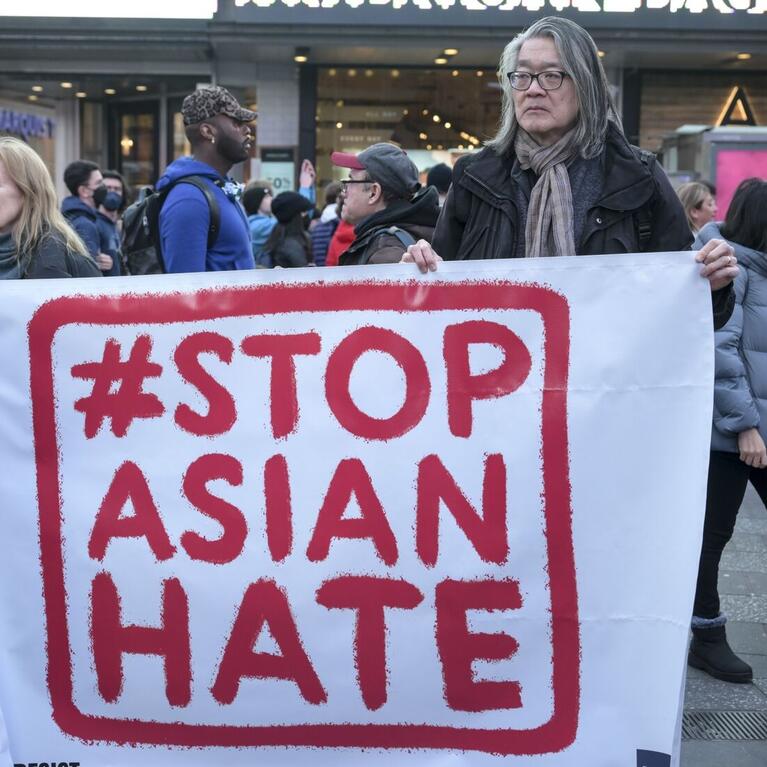 A demonstration against Asian hate on March 16, 2023. More rallies are planned around Asian American and Pacific Islander Heritage month in May.Photographer: Fatih Aktas/Anadolu Agency via Getty Images
