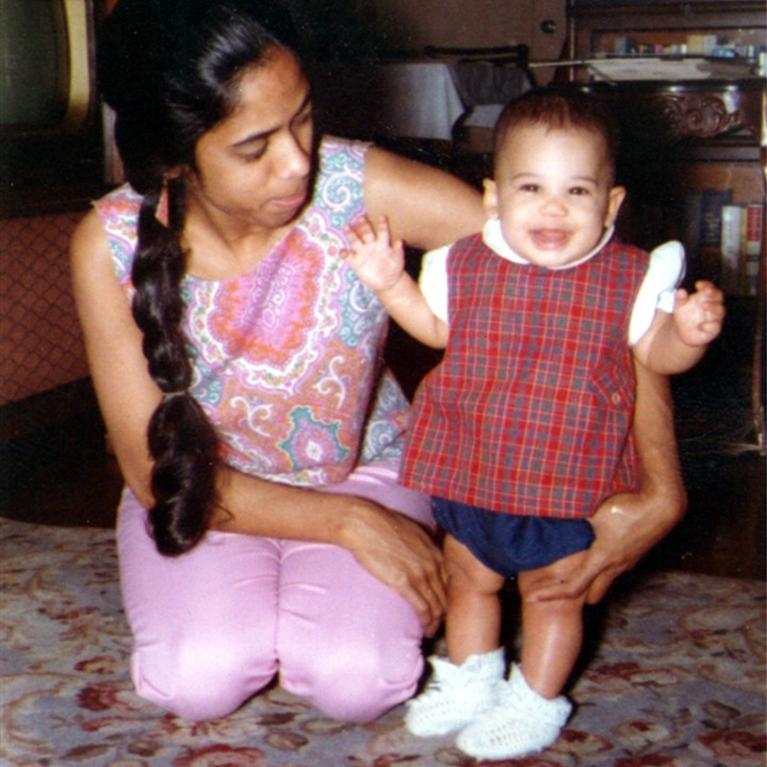 Kamala Harris stands supported by her mother, Shyamala, in an undated photo.Courtesy Biden Harris Campaign