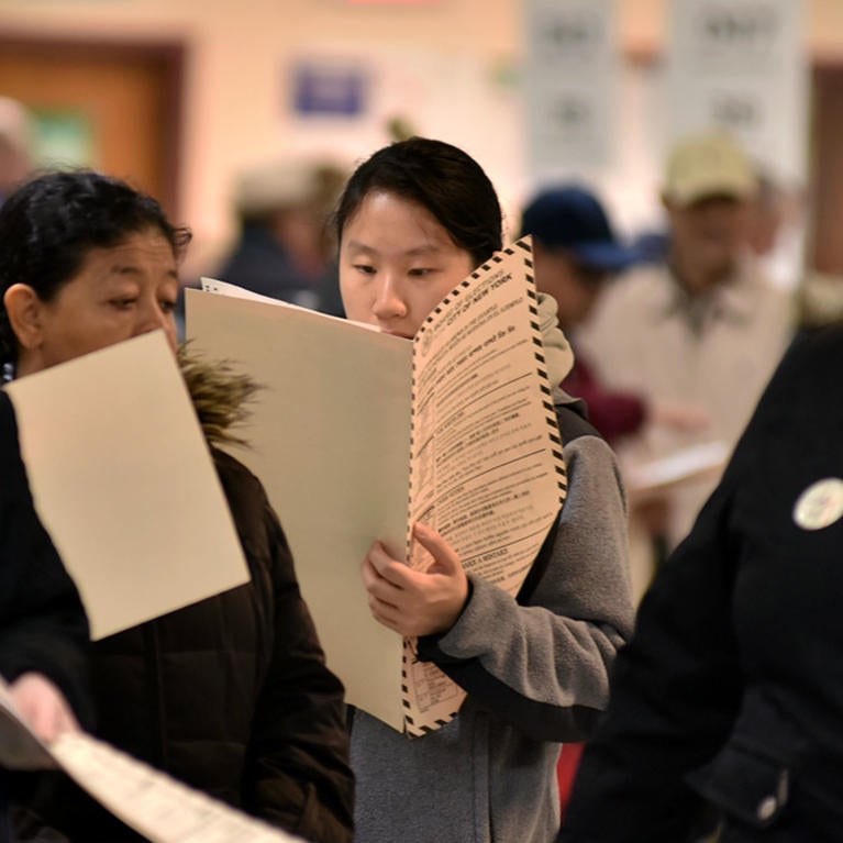 Voters cast their ballots on Election Day in November 2018 in New York City. (Joana Toro/VIEWPress/Corbis via Getty Images)