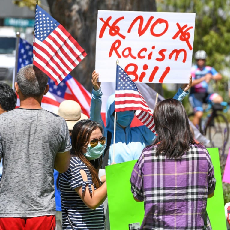 About 200 members of the community participate during the No on Proposition 16 Rally at Arcadia County Park in Arcadia on Saturday August 8, 2020. (Photo by Keith Durflinger, Contributing Photographer)
