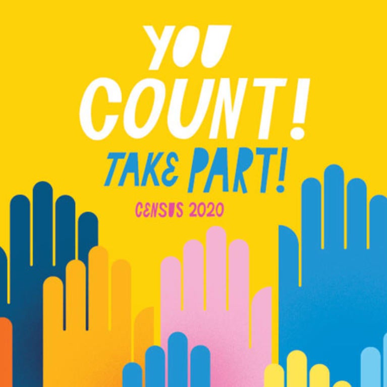 "You Count! Take Part! Census 2020" Yellow Banner 