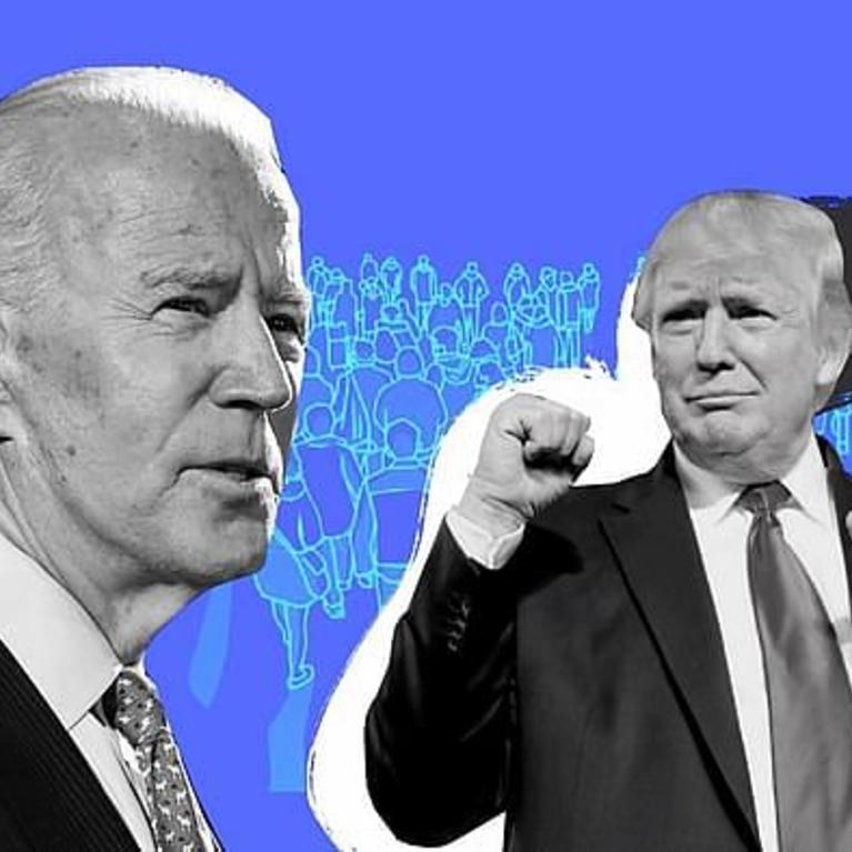 Image of Trump and Biden via The Quint