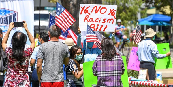 About 200 members of the community participate during the No on Proposition 16 Rally at Arcadia County Park in Arcadia on Saturday August 8, 2020. (Photo by Keith Durflinger, Contributing Photographer)