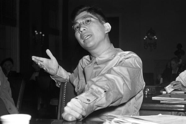 Mike Masaoka speaking at a Dies Subcommittee hearing on July 6, 1943.