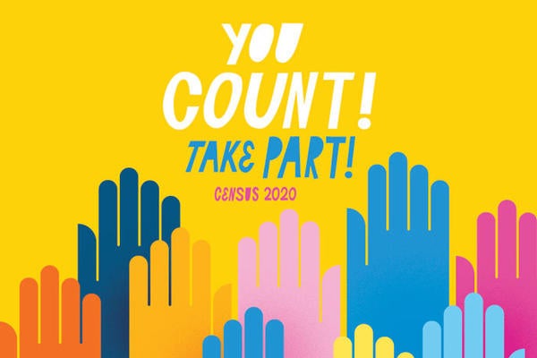 "You Count! Take Part! Census 2020" Yellow Banner 