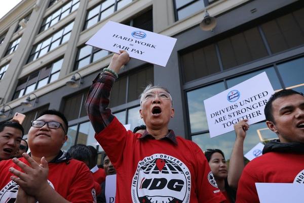 Image of Protestors from the Independent Drivers Guild (Spencer Platt/Getty Images)